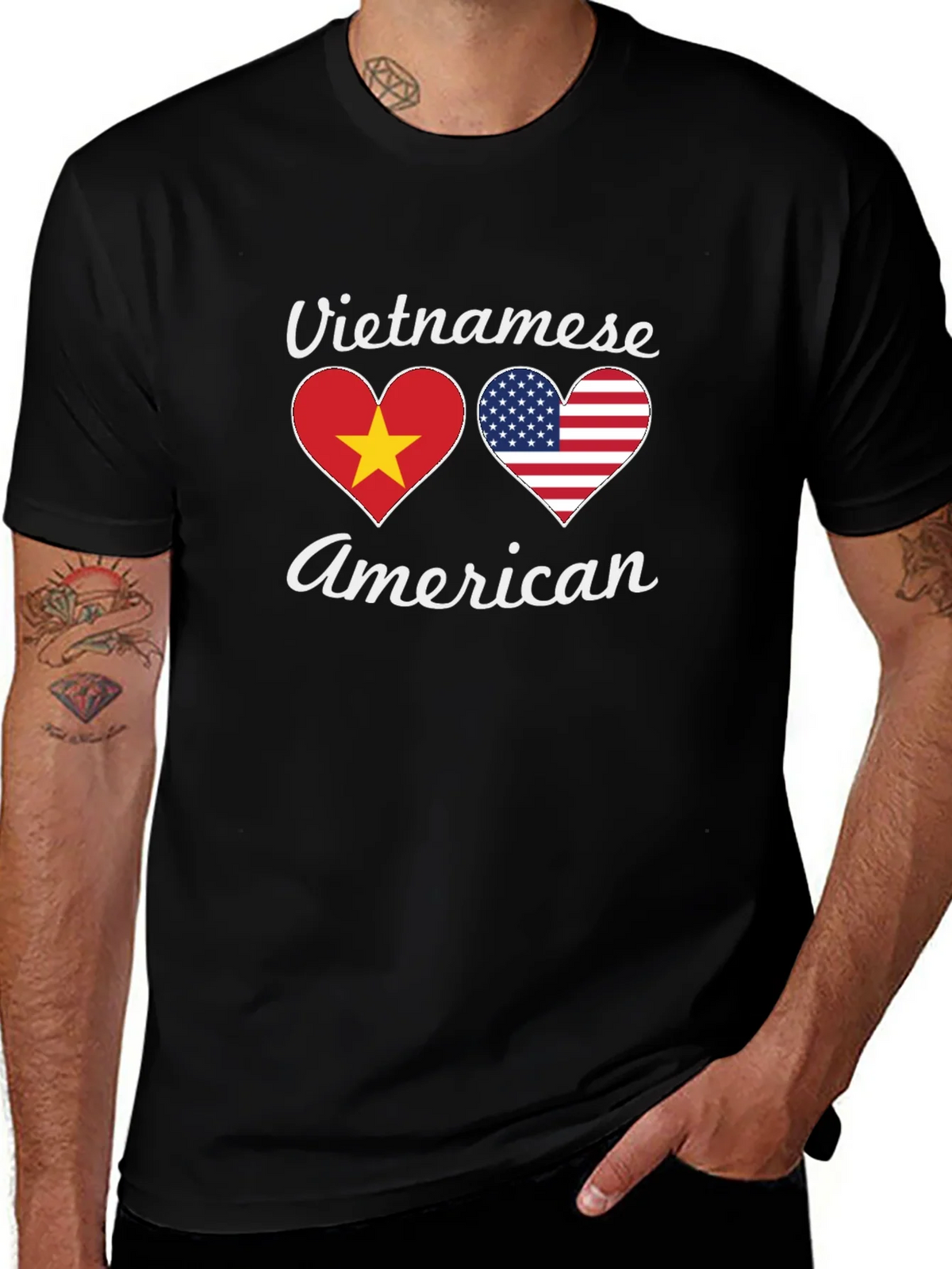 Vietnamese American Flag Heart T-Shirt product image 1