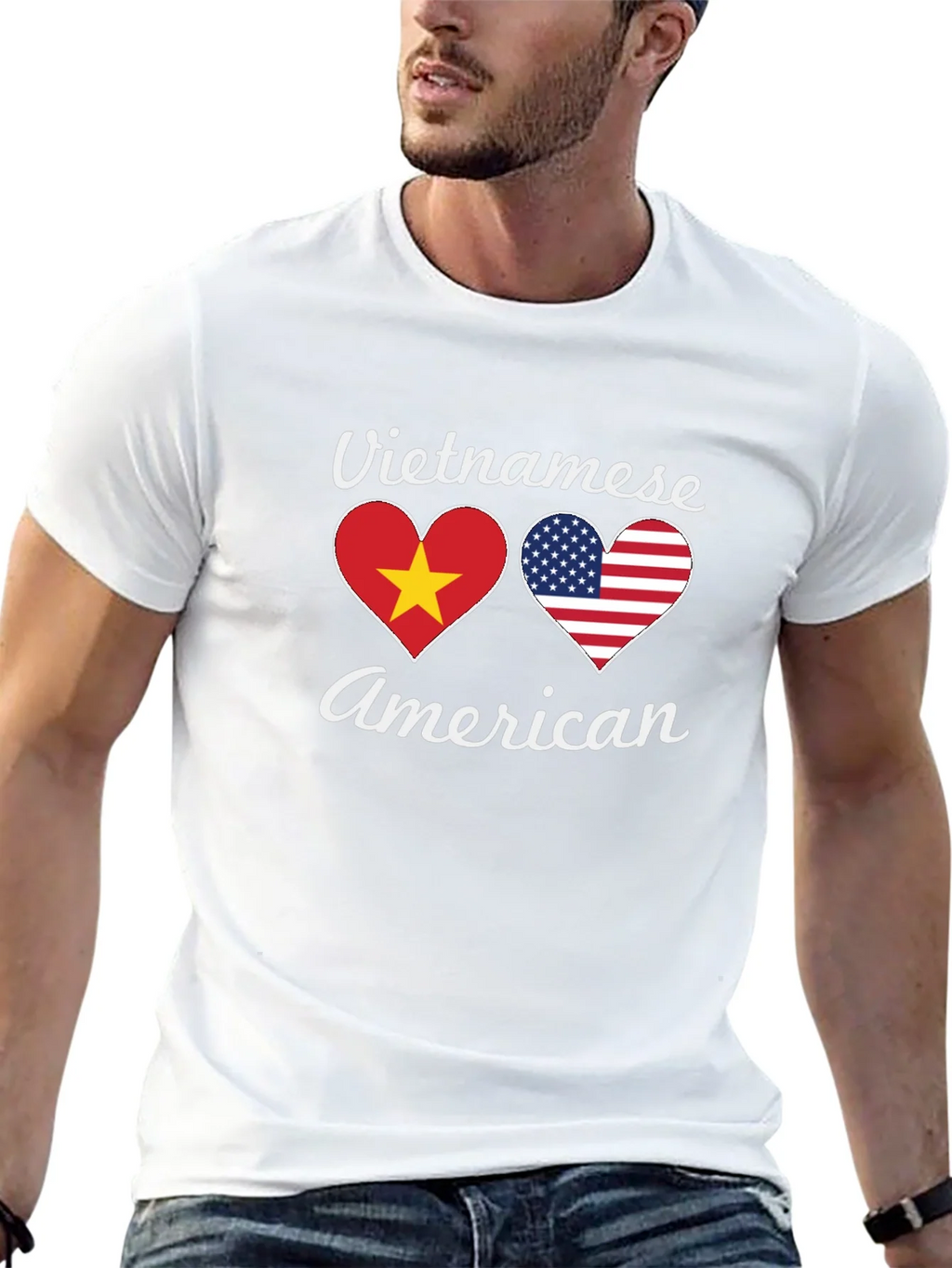 Vietnamese American Flag Heart T-Shirt product image 4