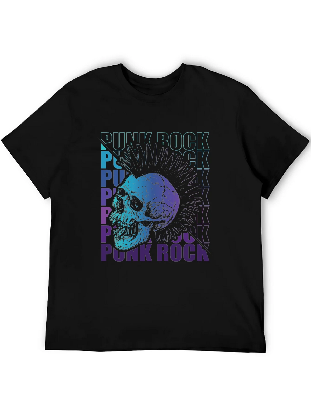 Punk Rock Skull Graphic Tee - Black Cotton T-Shirt product image 8