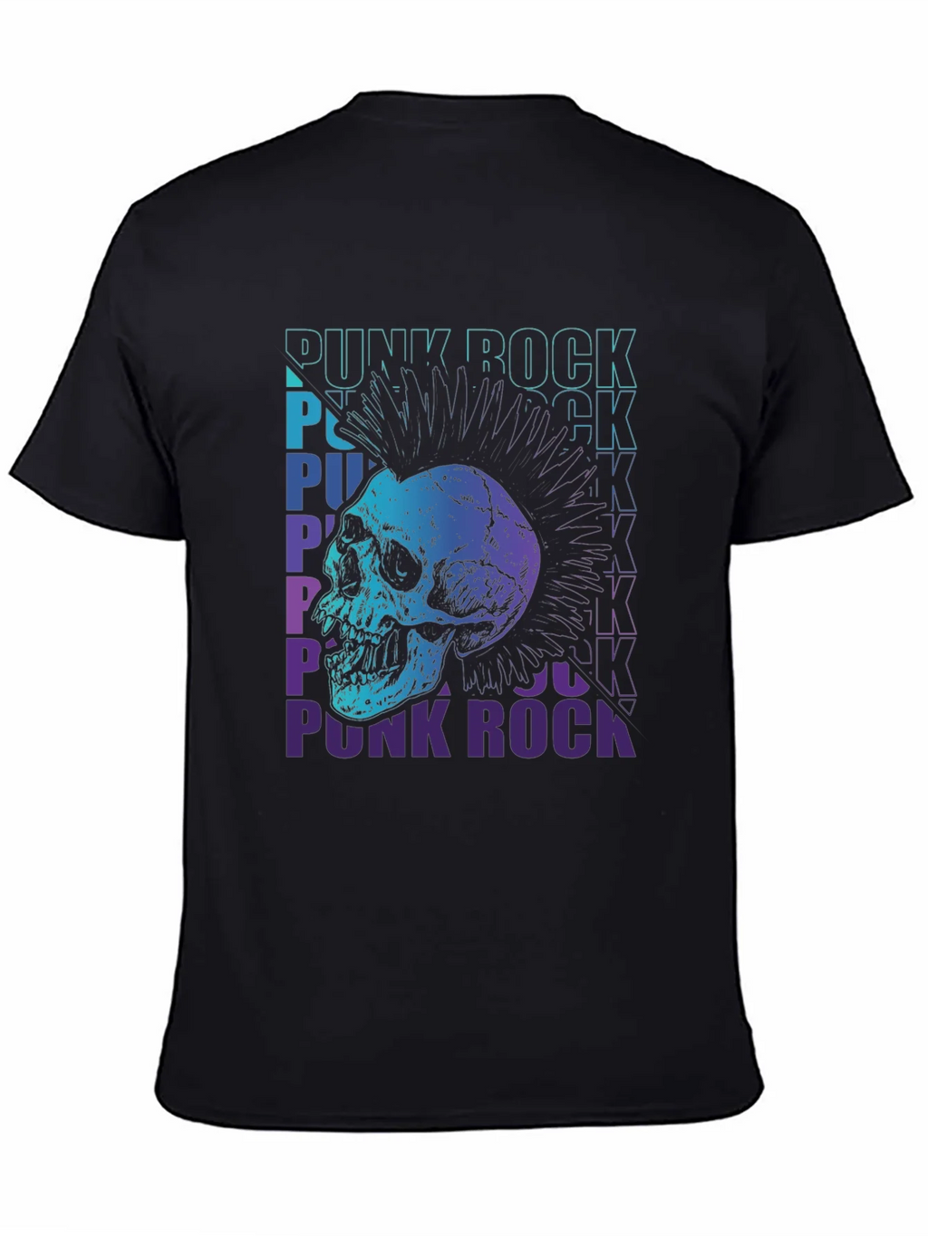 Punk Rock Skull Graphic Tee - Black Cotton T-Shirt product image 7