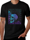 Punk Rock Skull Graphic Tee - Black Cotton T-Shirt product image 1