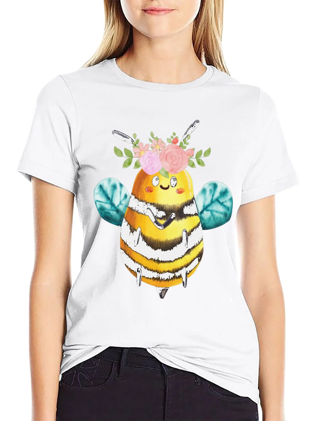 Cute Bee with Floral Crown T-Shirt product image 11
