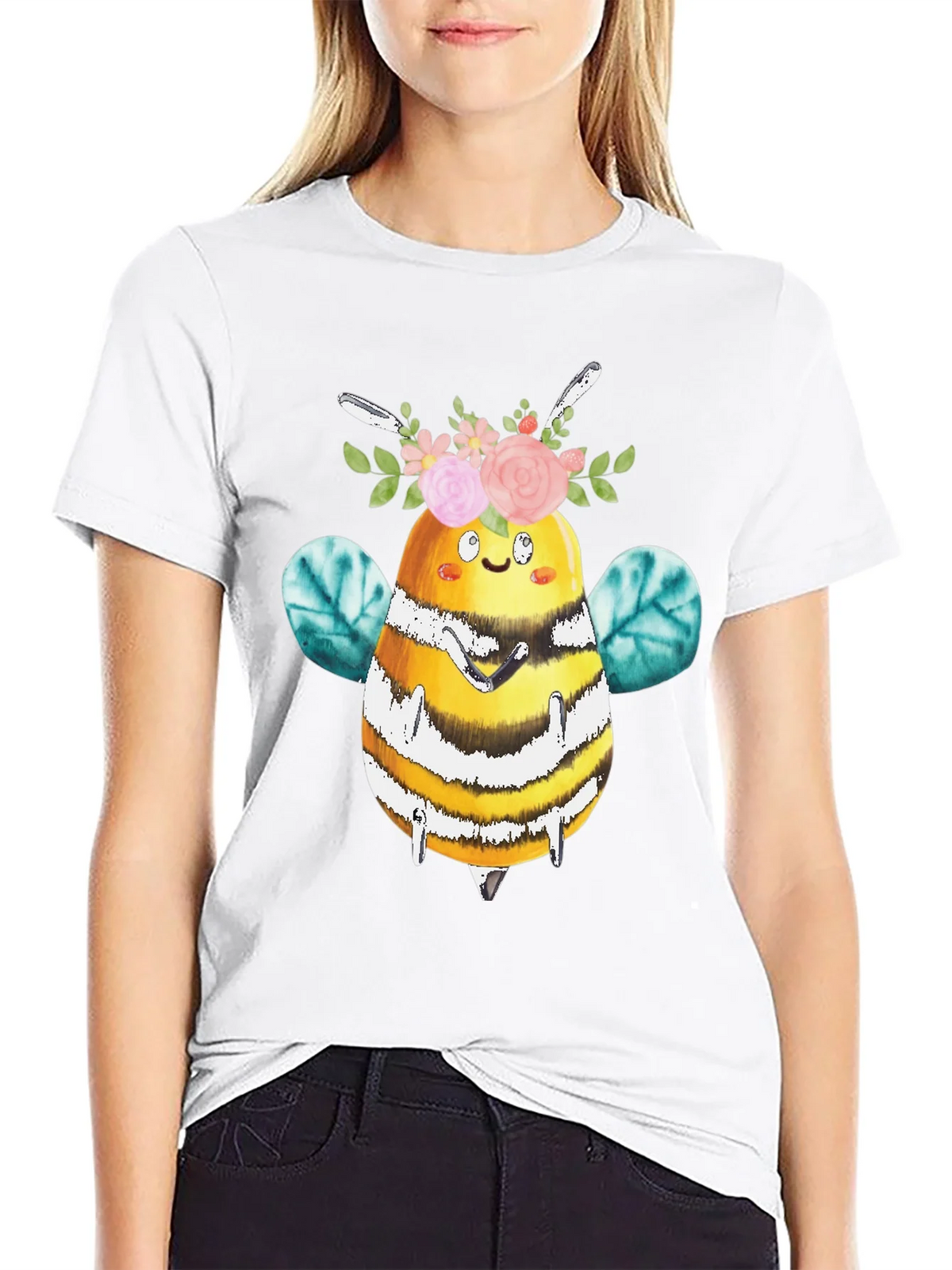 Cute Bee with Floral Crown T-Shirt product image 11