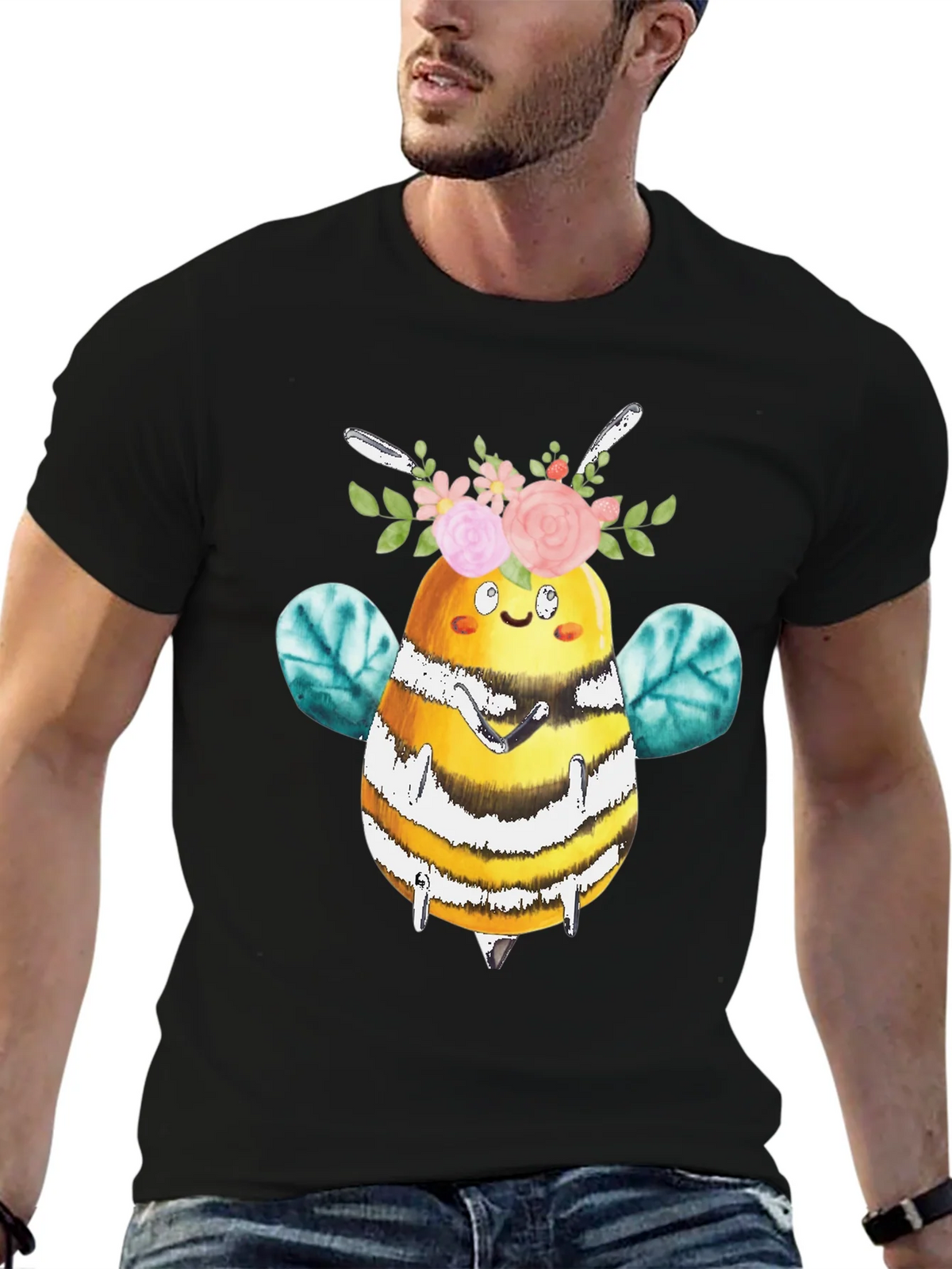 Cute Bee with Floral Crown T-Shirt product image 9