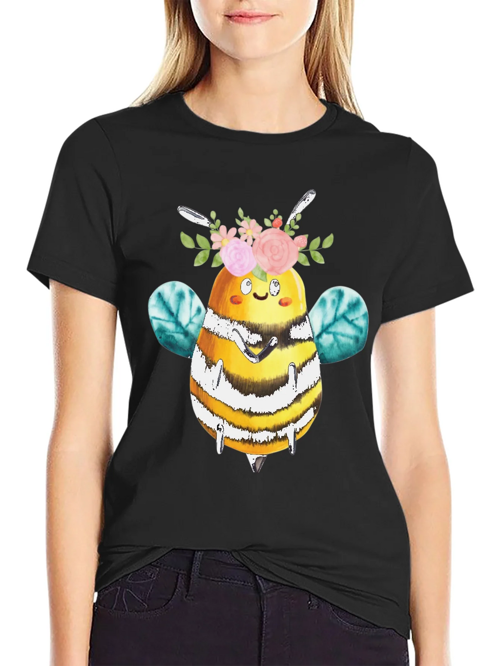 Cute Bee with Floral Crown T-Shirt product image 5