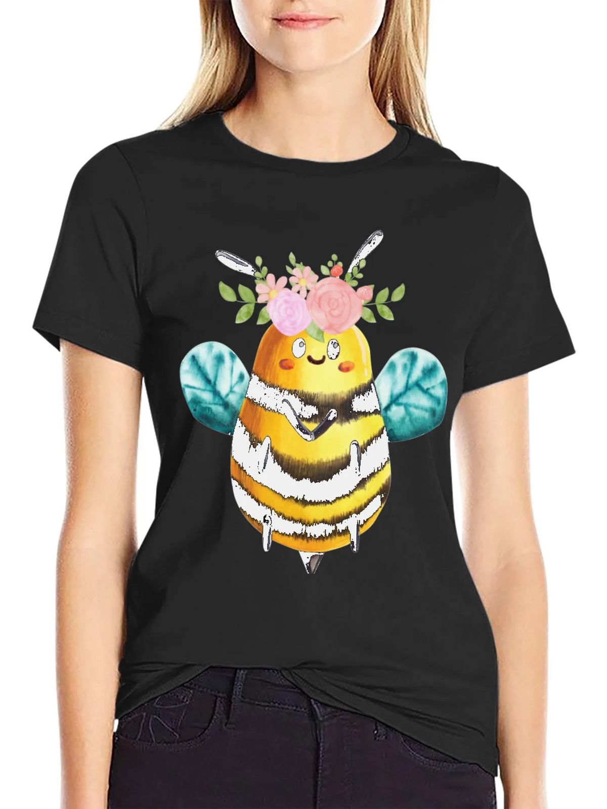 Cute Bee with Floral Crown T-Shirt product image 5