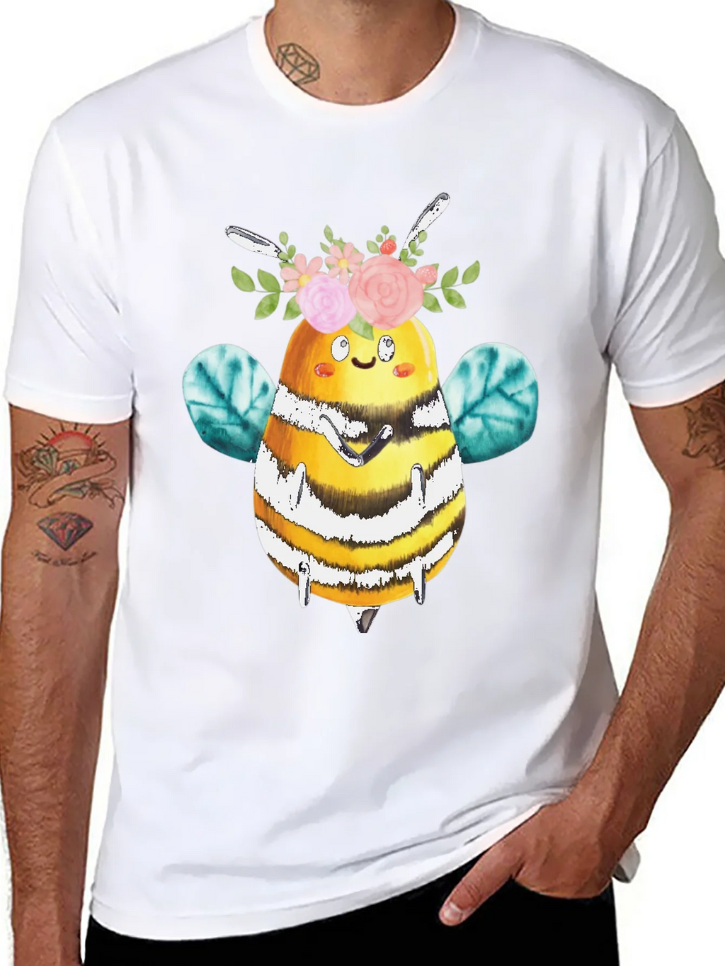 Cute Bee with Floral Crown T-Shirt product image 10