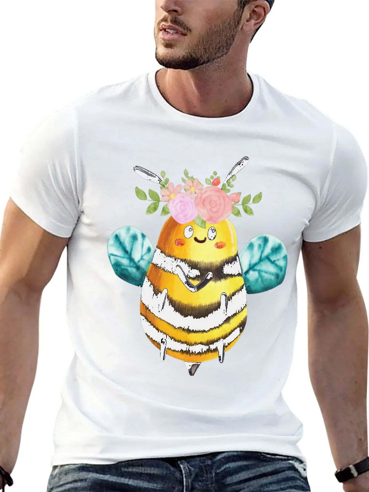 Cute Bee with Floral Crown T-Shirt product image 4