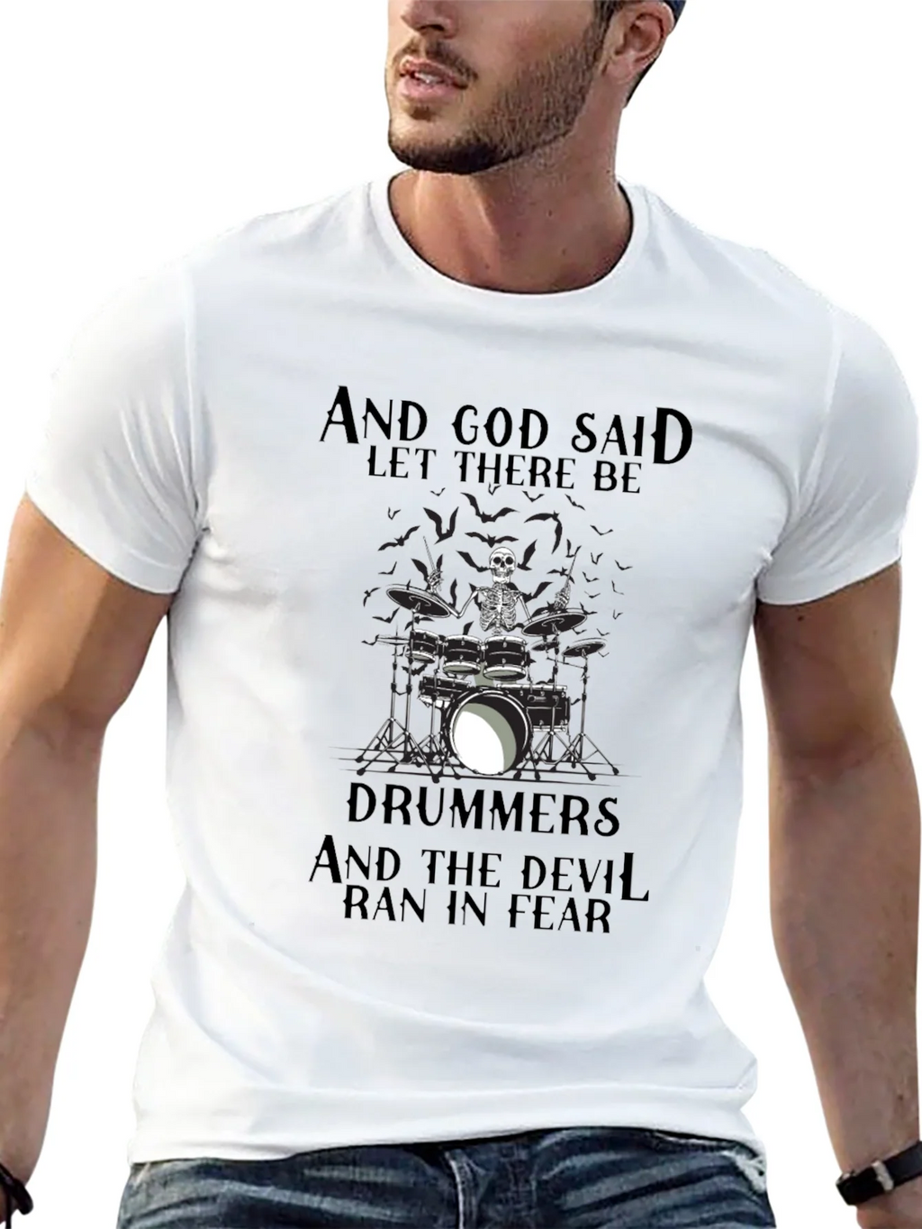 Drummers Skeleton Graphic Black T-Shirt product image 4