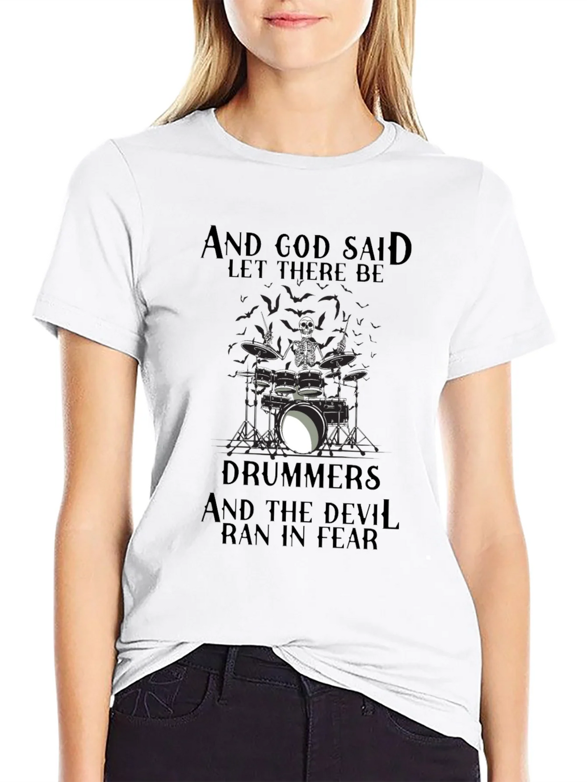 Drummers Skeleton Graphic Black T-Shirt product image 11