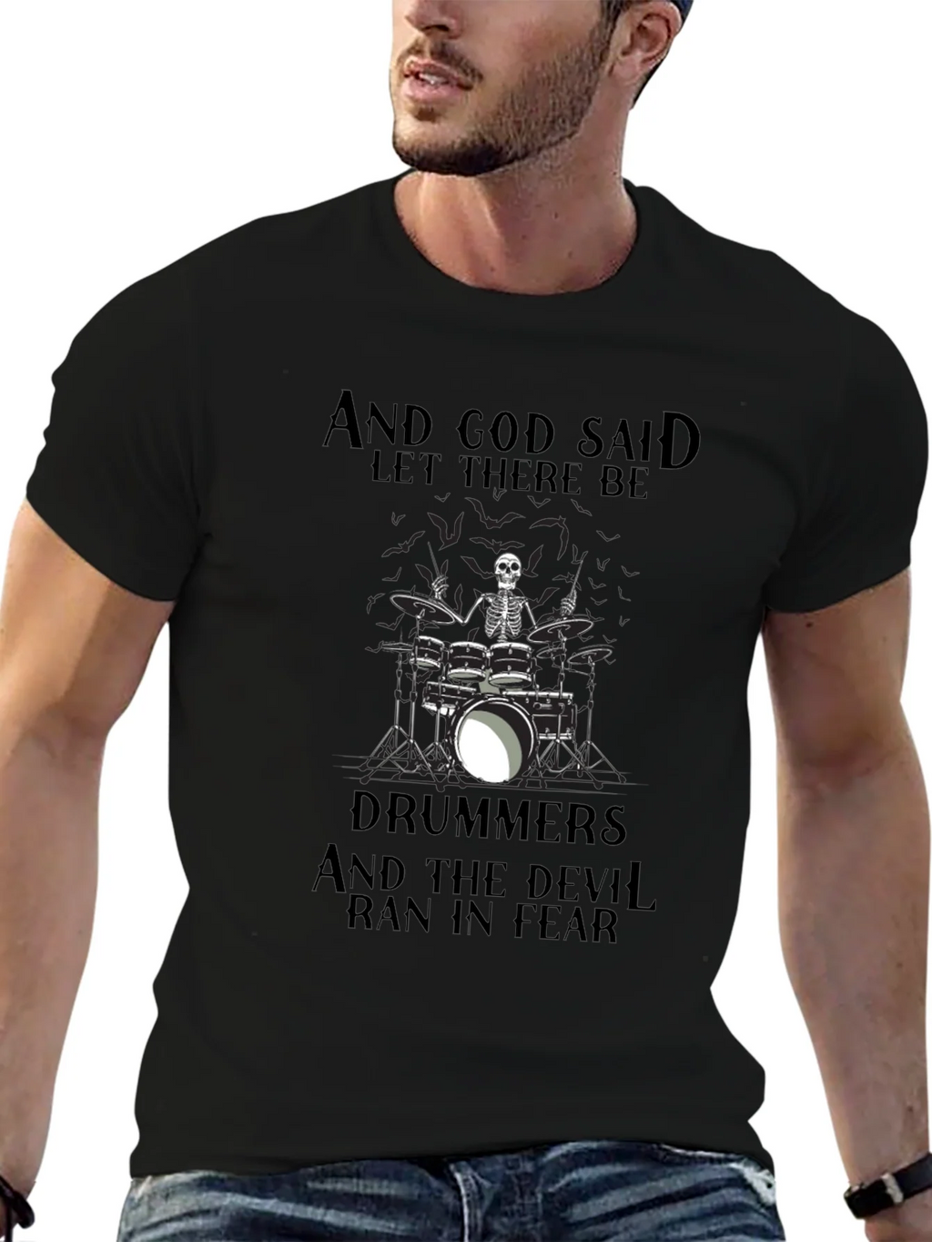 Drummers Skeleton Graphic Black T-Shirt product image 9