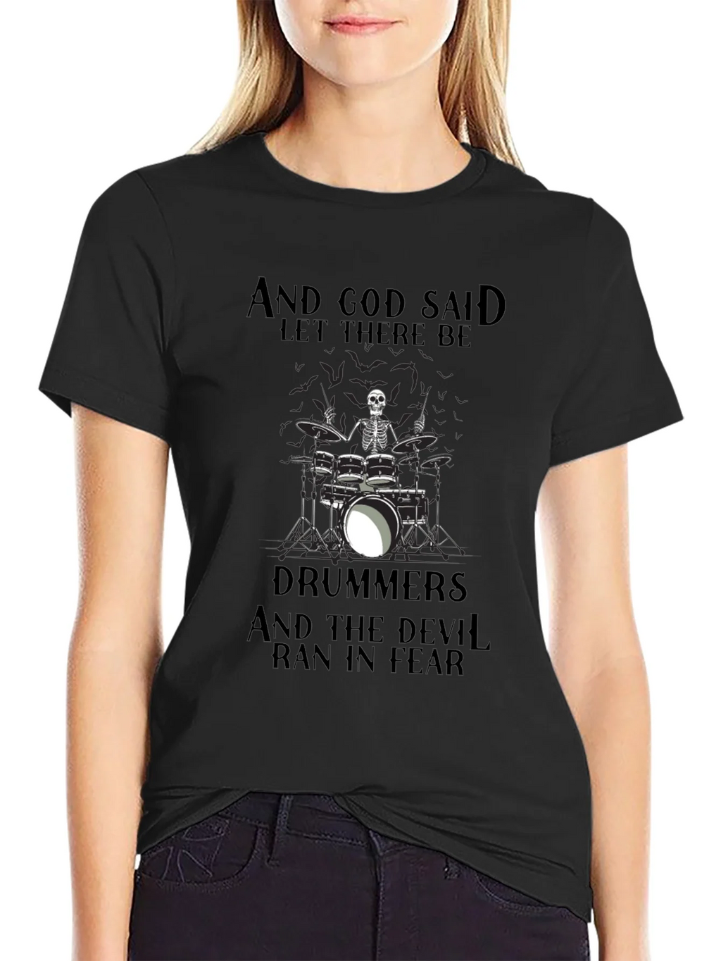 Drummers Skeleton Graphic Black T-Shirt product image 5