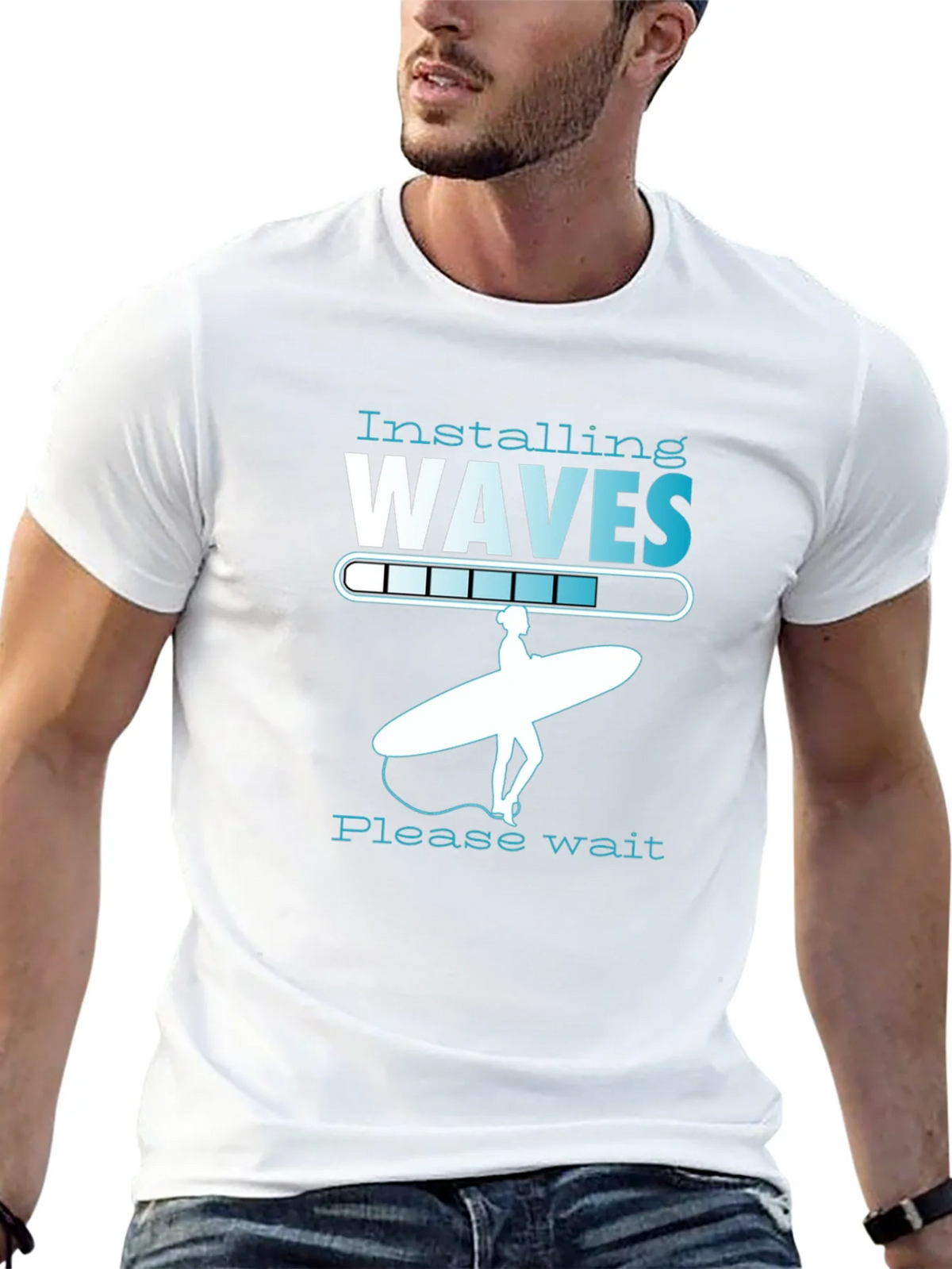 Installing Waves Graphic T-Shirt - Surfer Design product image 4