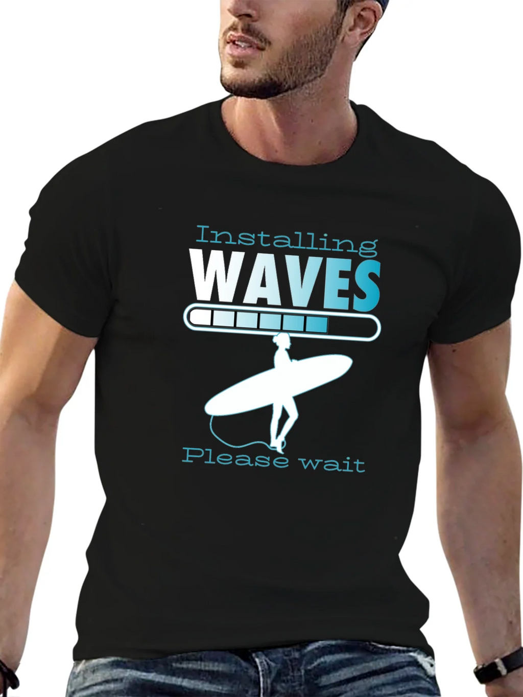 Installing Waves Graphic T-Shirt - Surfer Design product image 9