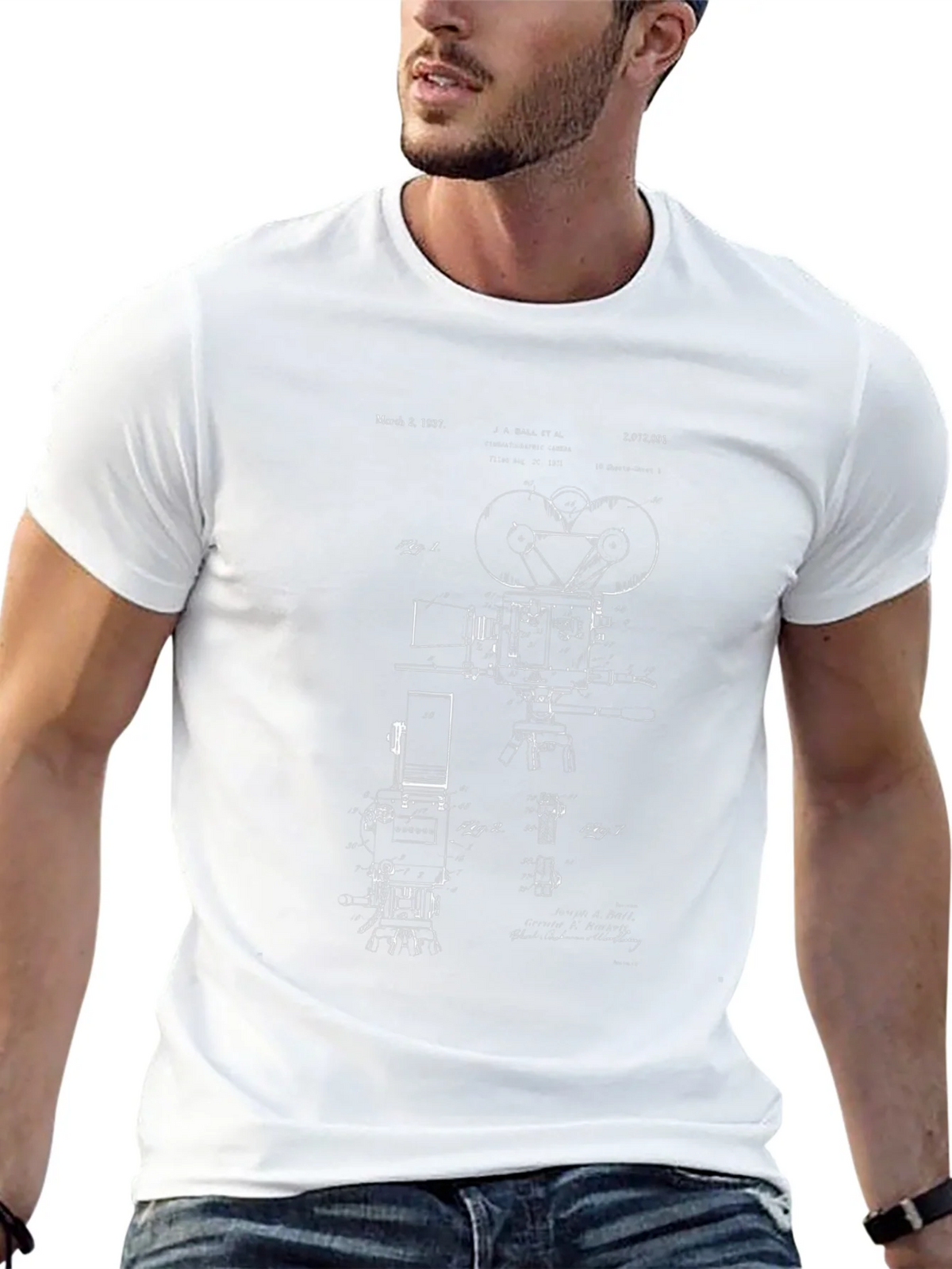 Vintage Camera Blueprint Graphic Tee product image 4