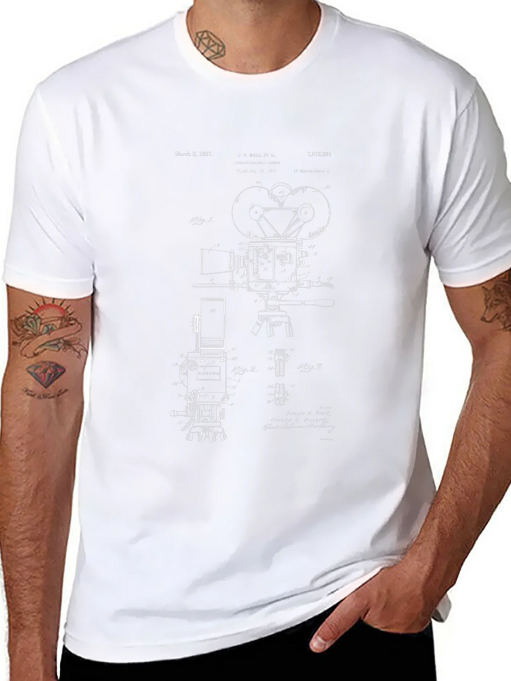 Vintage Camera Blueprint Graphic Tee product image 10