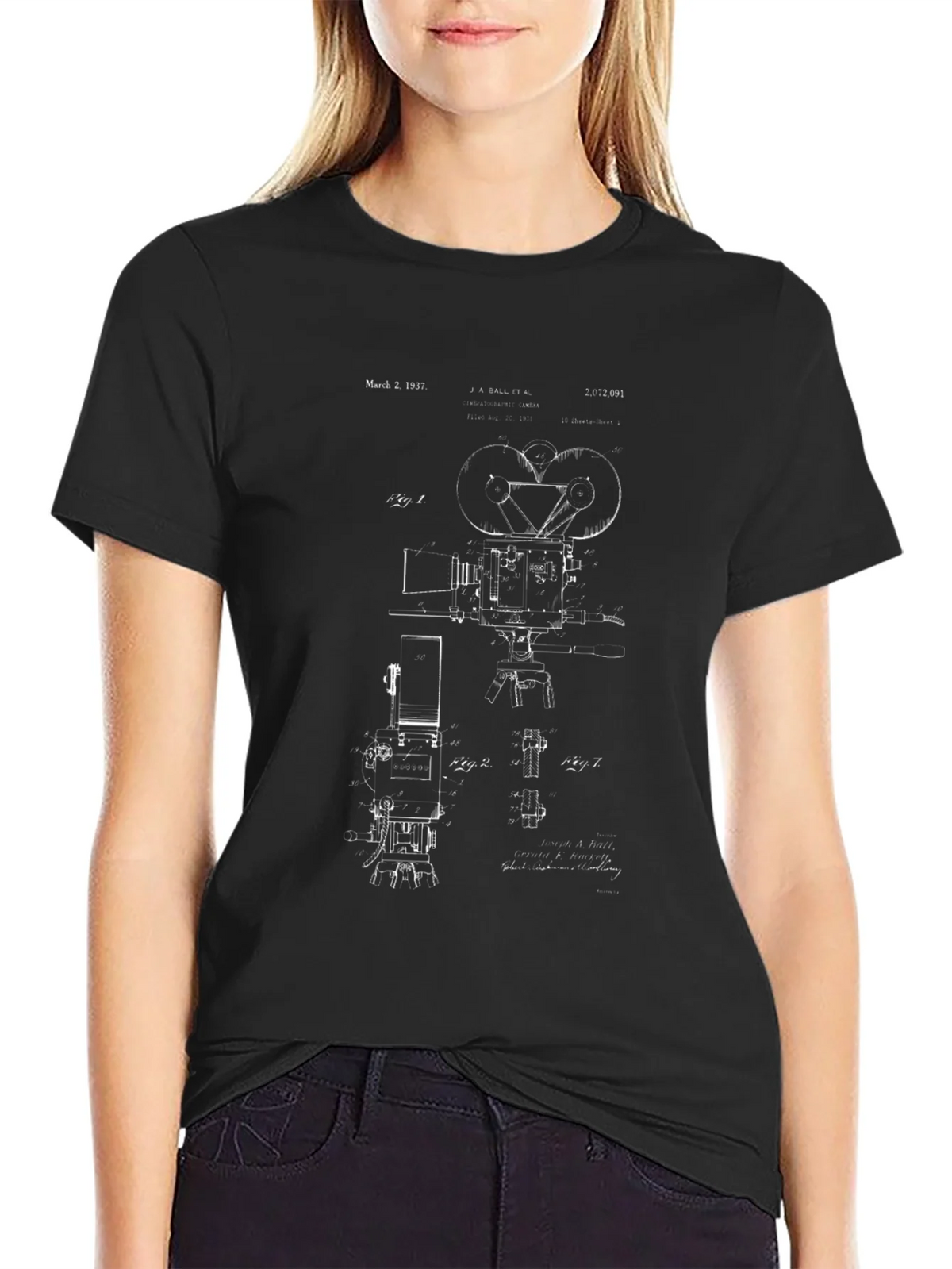 Vintage Camera Blueprint Graphic Tee product image 5