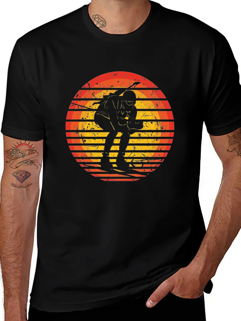 Retro Skiing Sunset Graphic Tee - Sporty & Stylish product image 1
