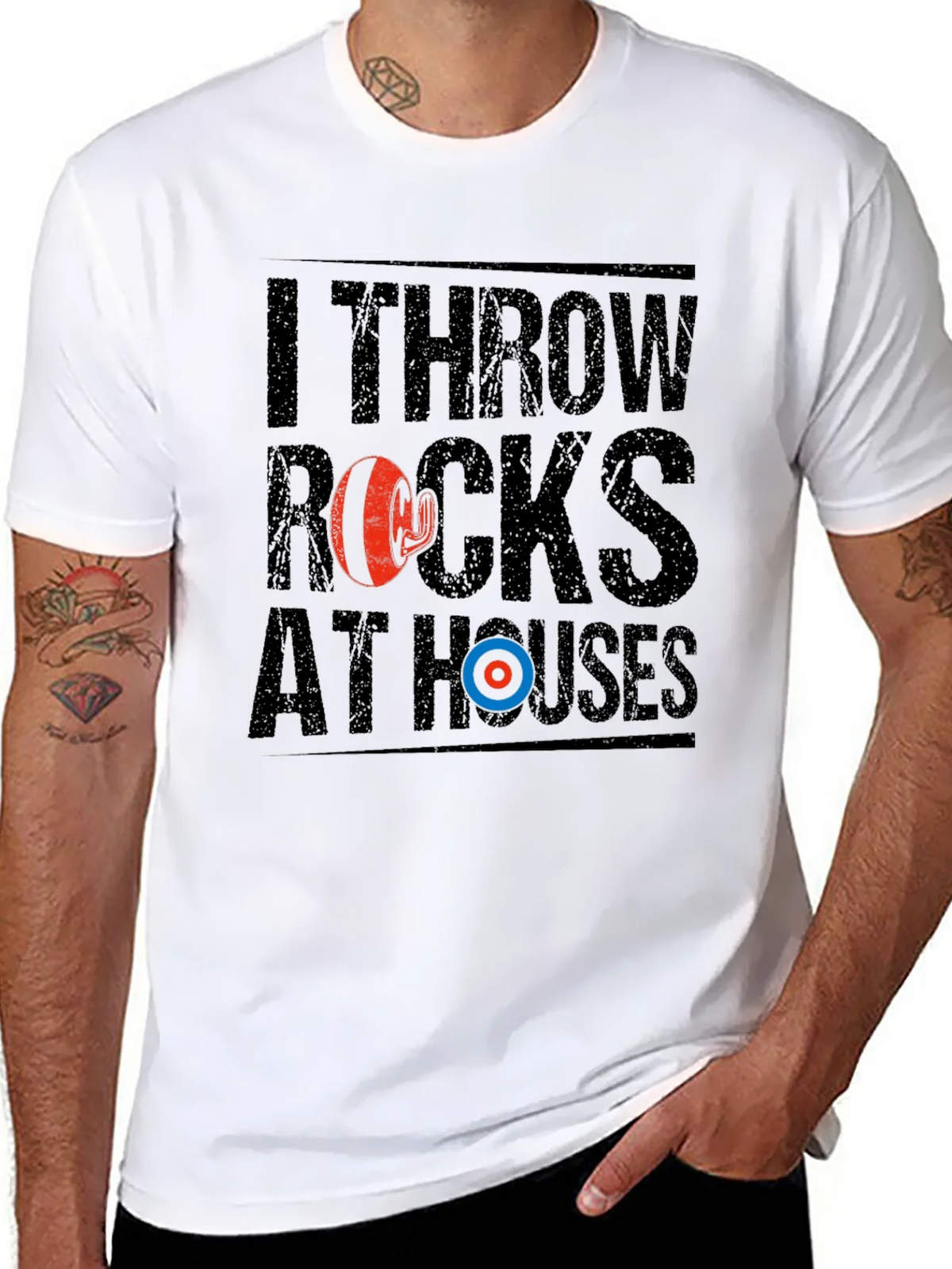 I Throw Rocks At Houses Funny Curling T-Shirt product image 10