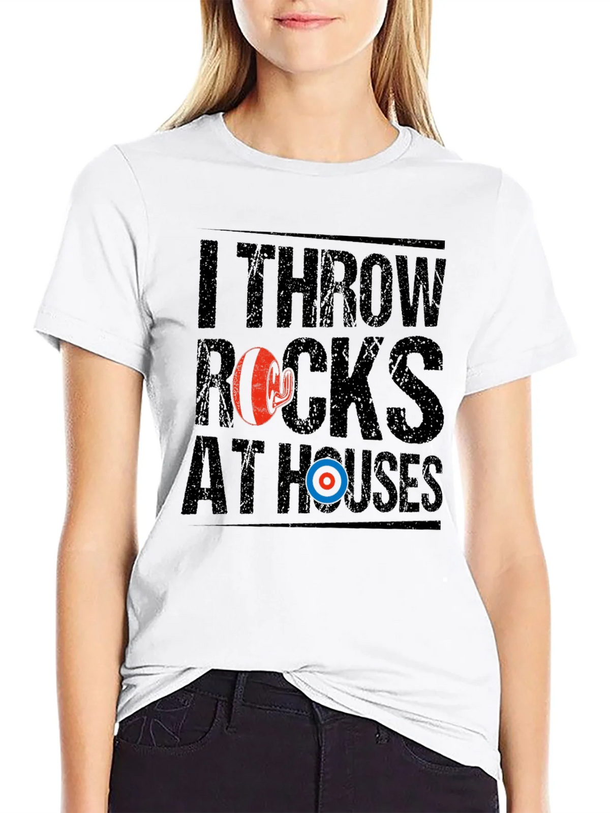 I Throw Rocks At Houses Funny Curling T-Shirt product image 11