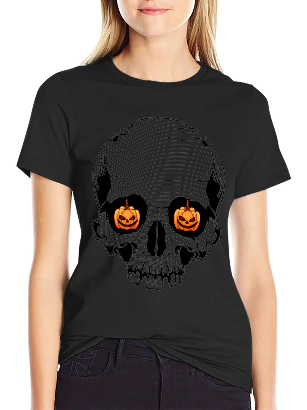 Halloween Skull Pumpkin Eyes T-Shirt product image 5