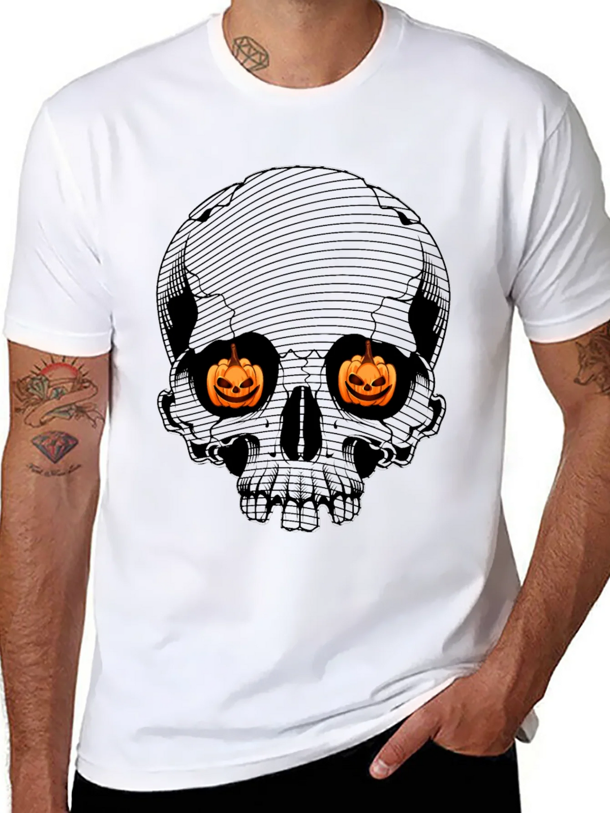 Halloween Skull Pumpkin Eyes T-Shirt product image 10