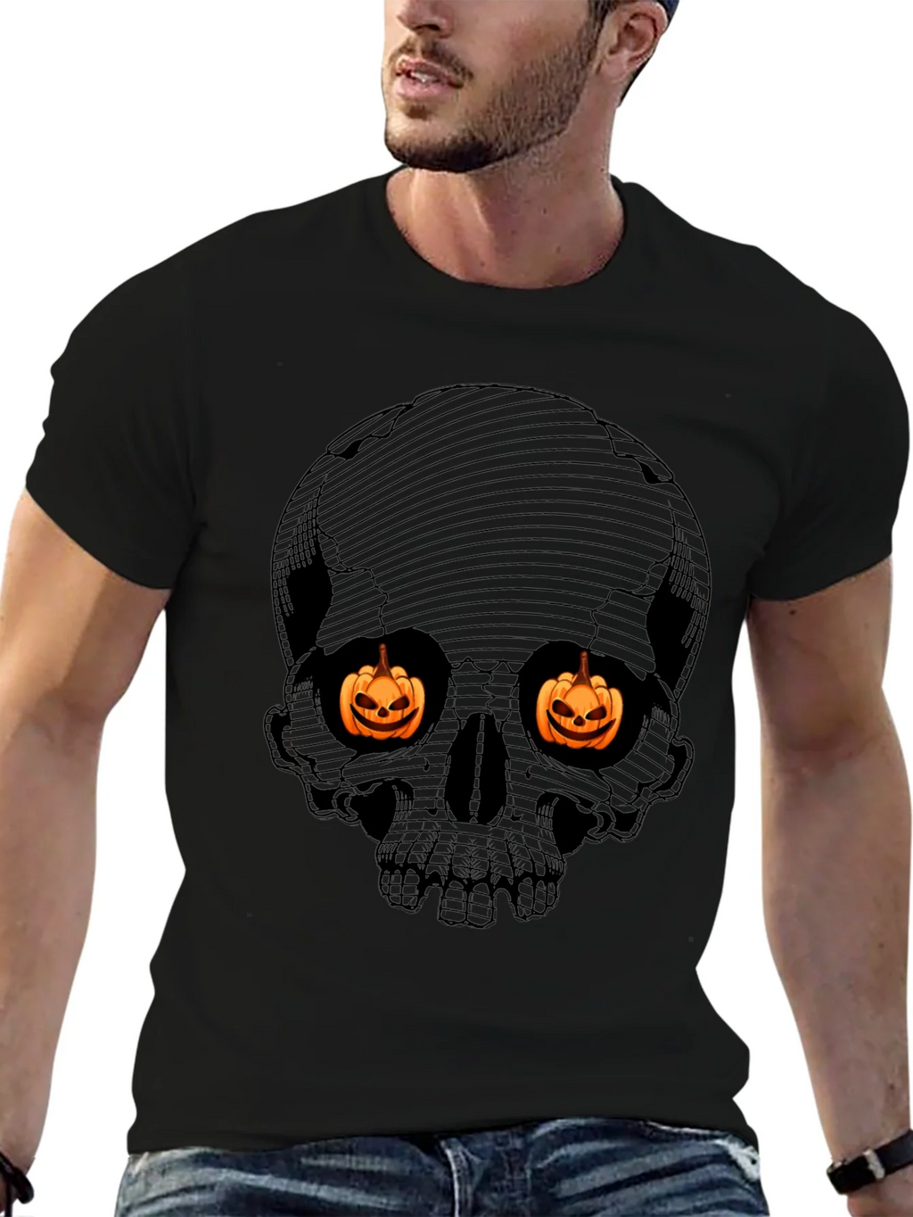 Halloween Skull Pumpkin Eyes T-Shirt product image 9