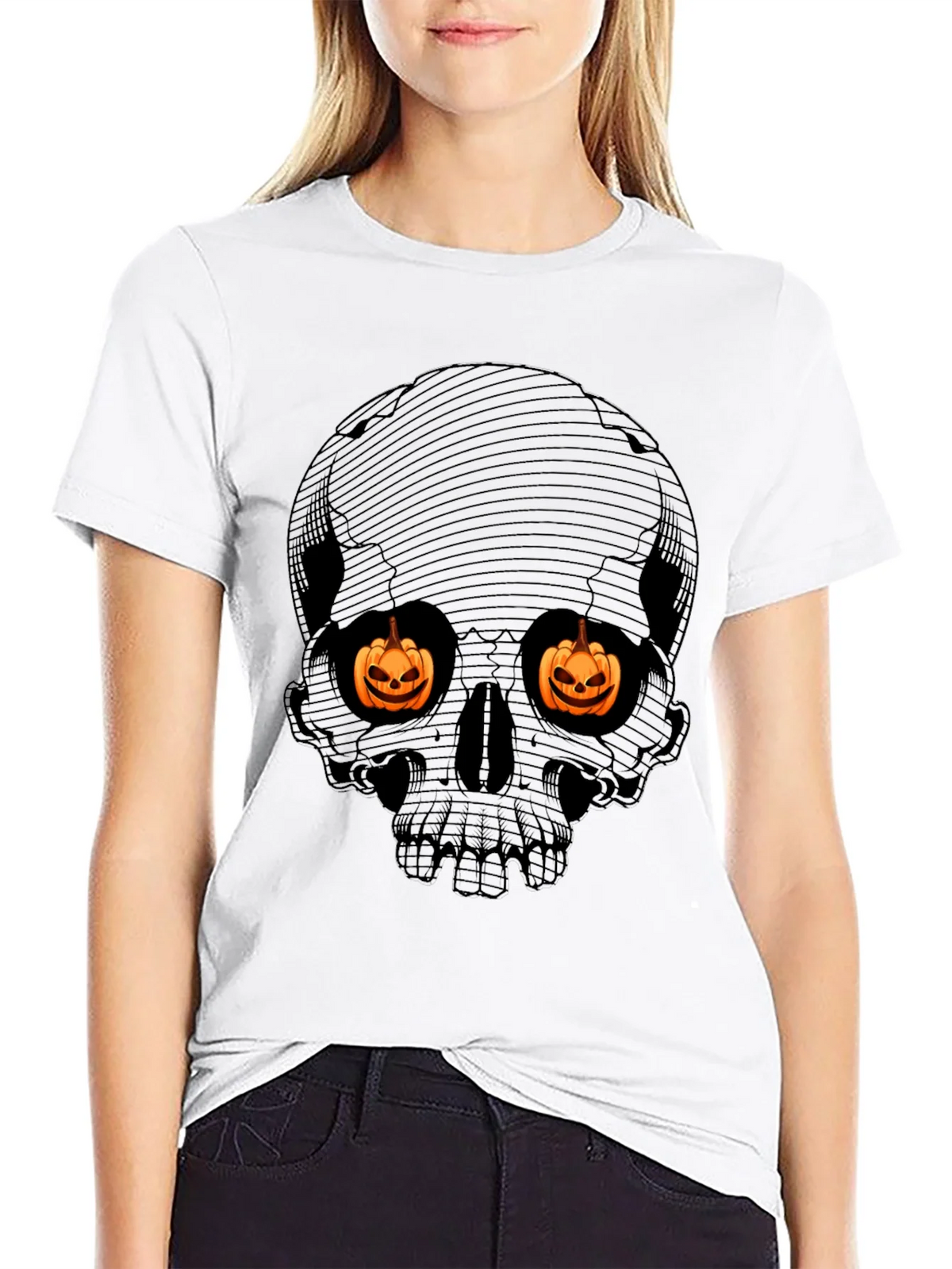 Halloween Skull Pumpkin Eyes T-Shirt product image 11