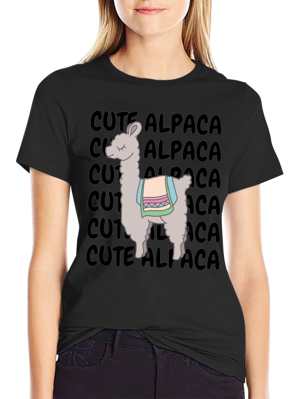 Cute Alpaca Graphic T-Shirt - Unisex Black Tee product image 1