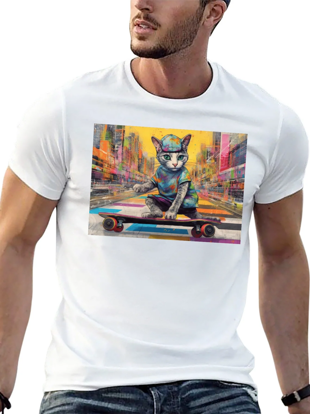 Cool Cat Skateboarder T-Shirt product image 4