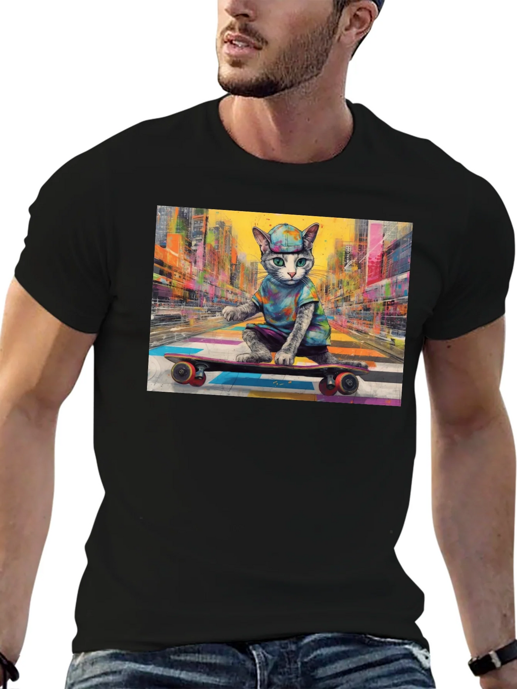 Cool Cat Skateboarder T-Shirt product image 9