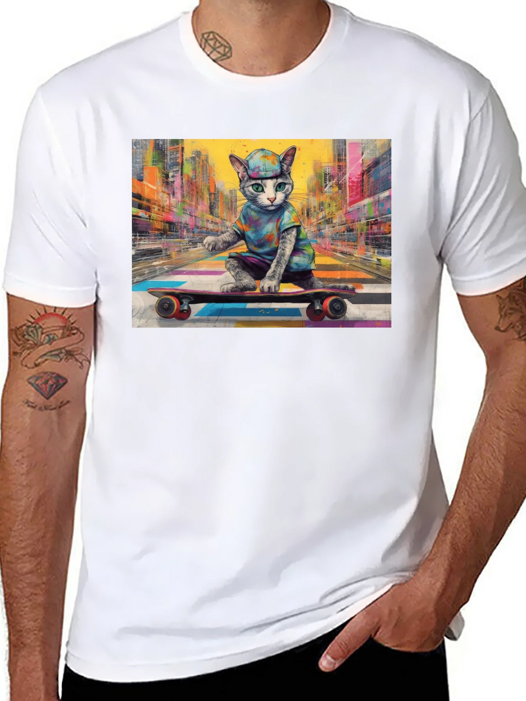 Cool Cat Skateboarder T-Shirt product image 10