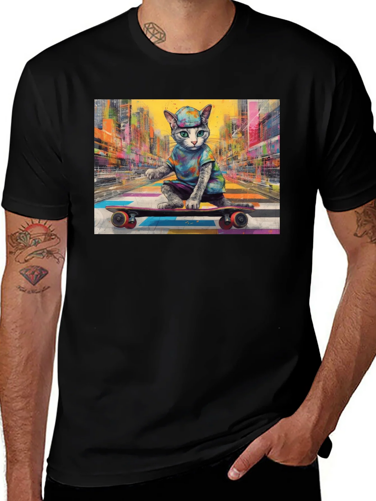 Cool Cat Skateboarder T-Shirt product image 1