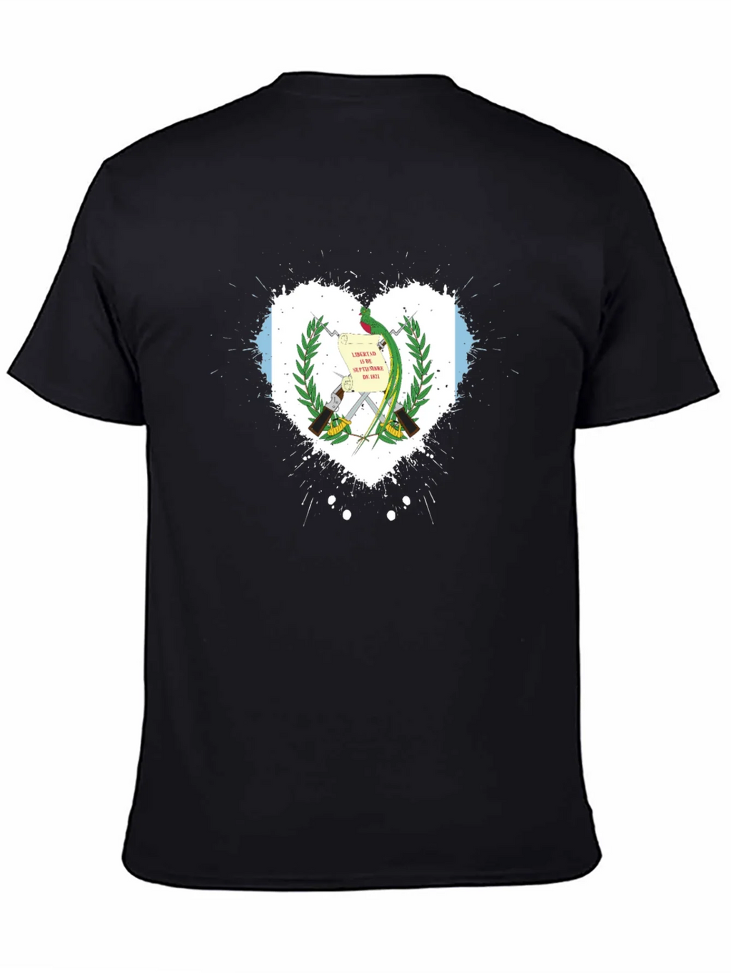 Guatemala Flag Heart T-Shirt - Black product image 2