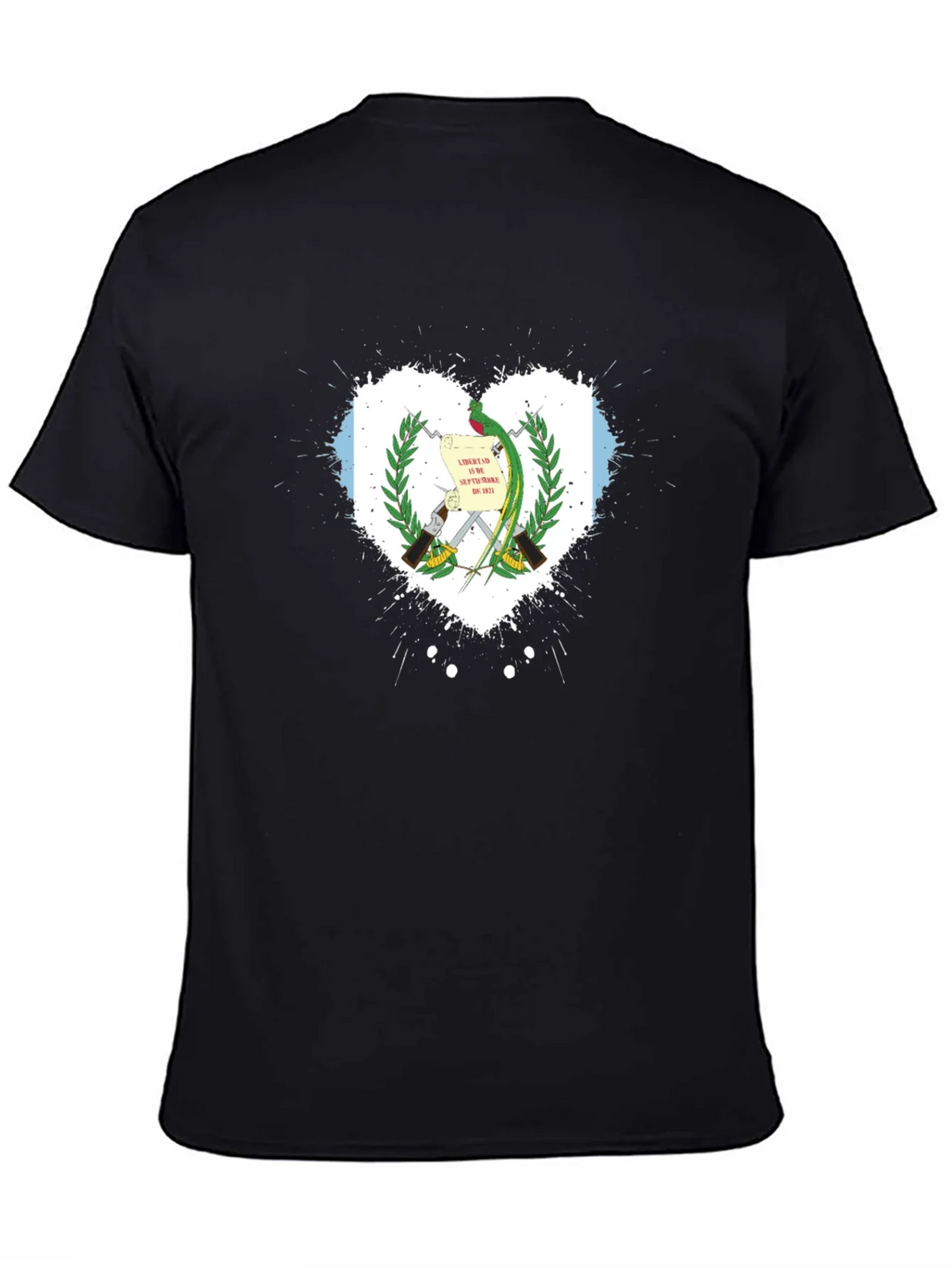 Guatemala Flag Heart T-Shirt - Black product image 2