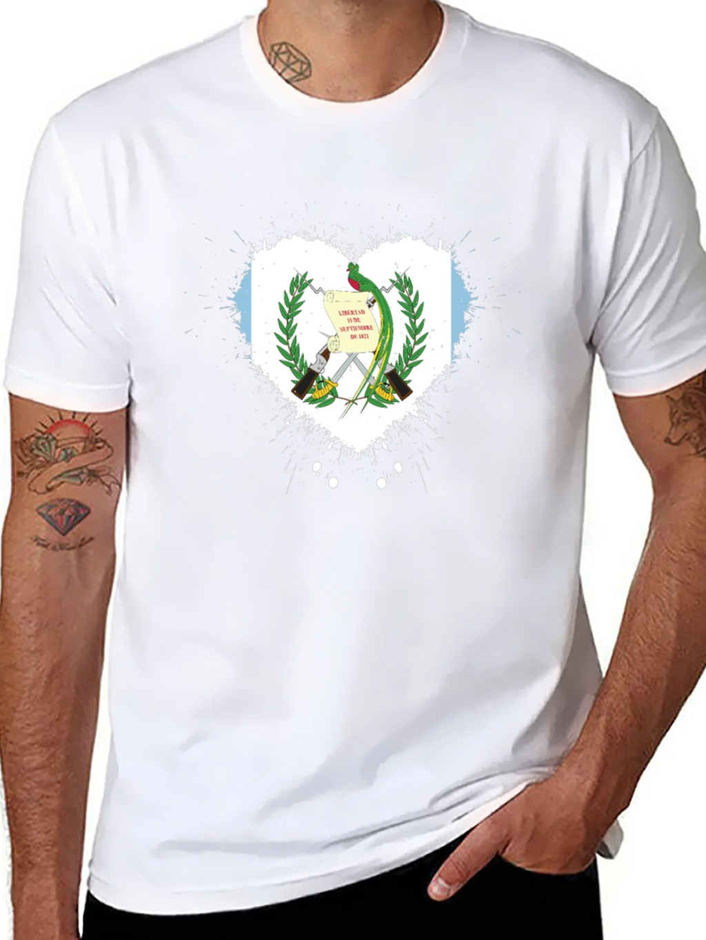 Guatemala Flag Heart T-Shirt - Black product image 3
