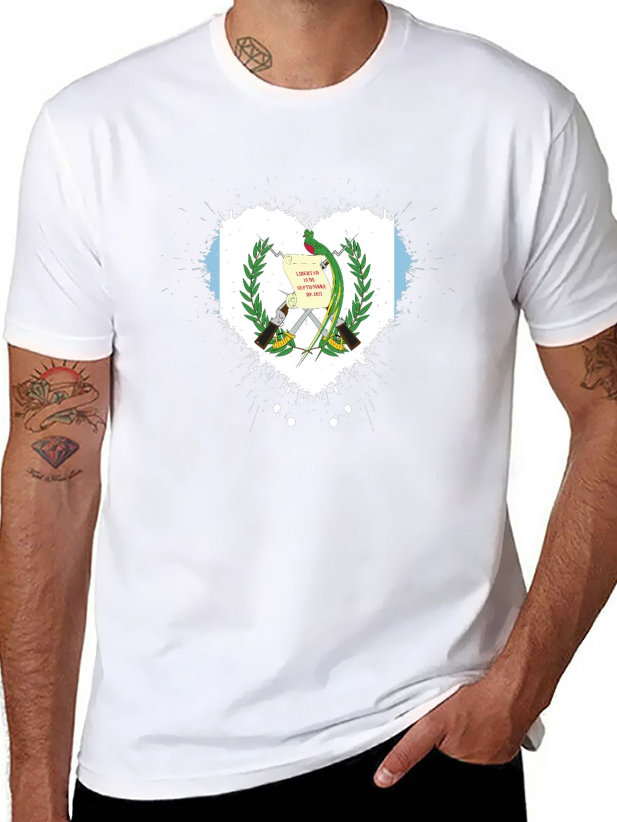 Guatemala Flag Heart T-Shirt - Black product image 3