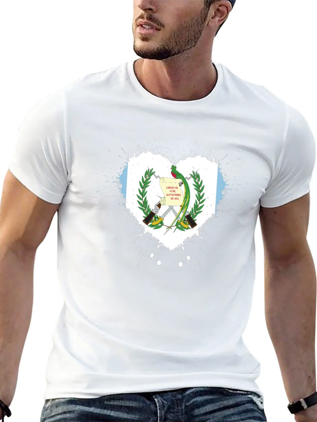 Guatemala Flag Heart T-Shirt - Black product image 1
