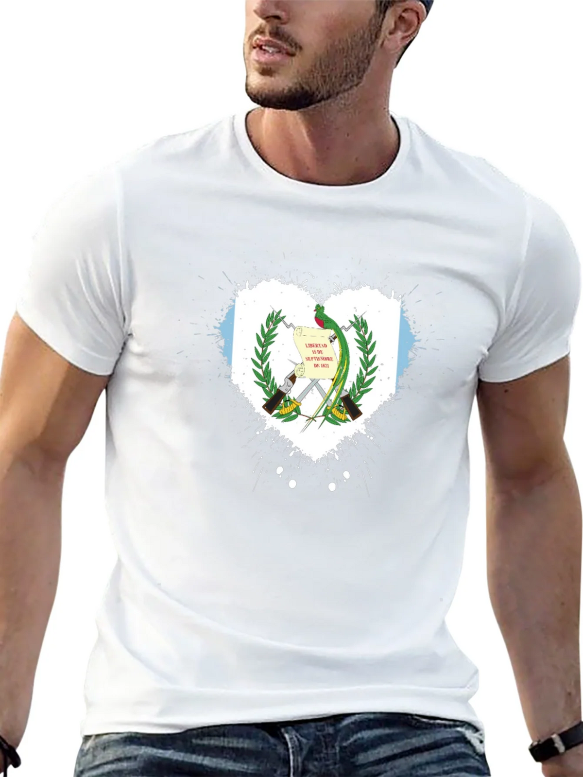 Guatemala Flag Heart T-Shirt - Black product image 1