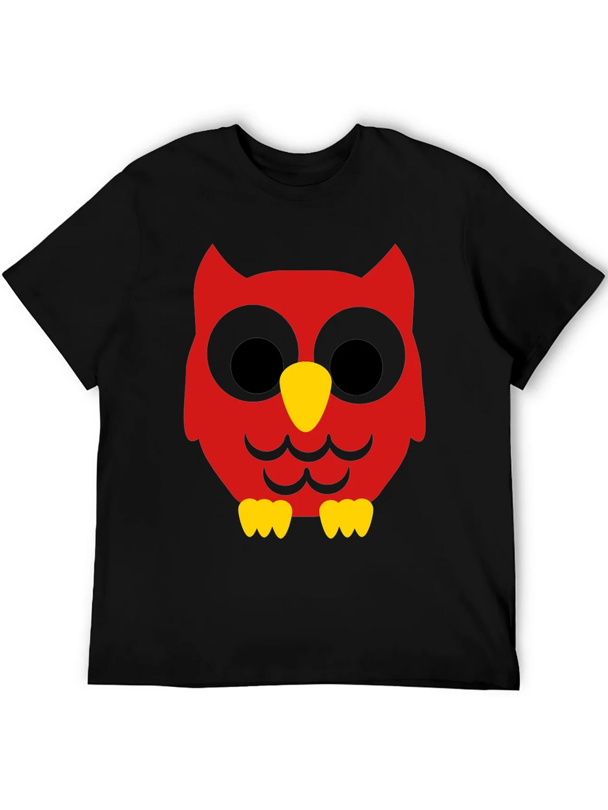 Cute Cartoon Owl Graphic Tee - Black Cotton Blend T-Shirt product image 1
