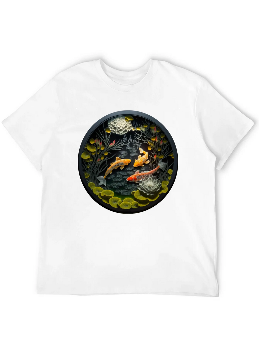 Koi Pond Graphic Tee - Stylish Black T-Shirt product image 3