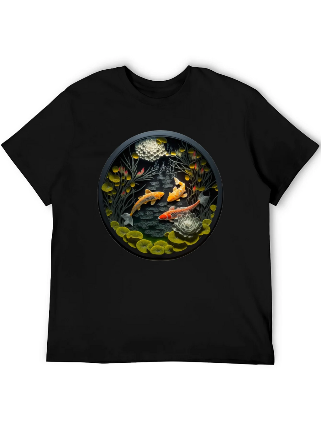 Koi Pond Graphic Tee - Stylish Black T-Shirt product image 8