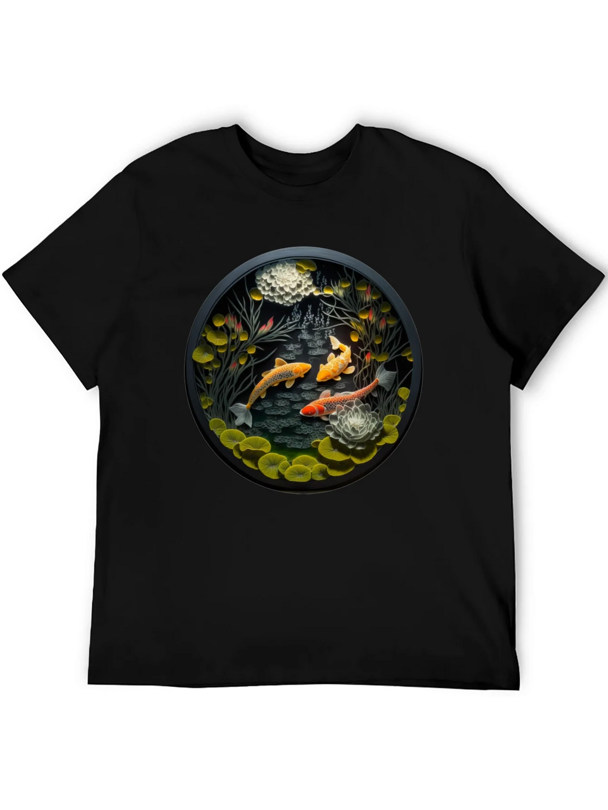 Koi Pond Graphic Tee - Stylish Black T-Shirt product image 8