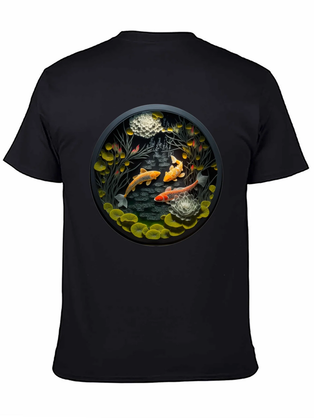 Koi Pond Graphic Tee - Stylish Black T-Shirt product image 7