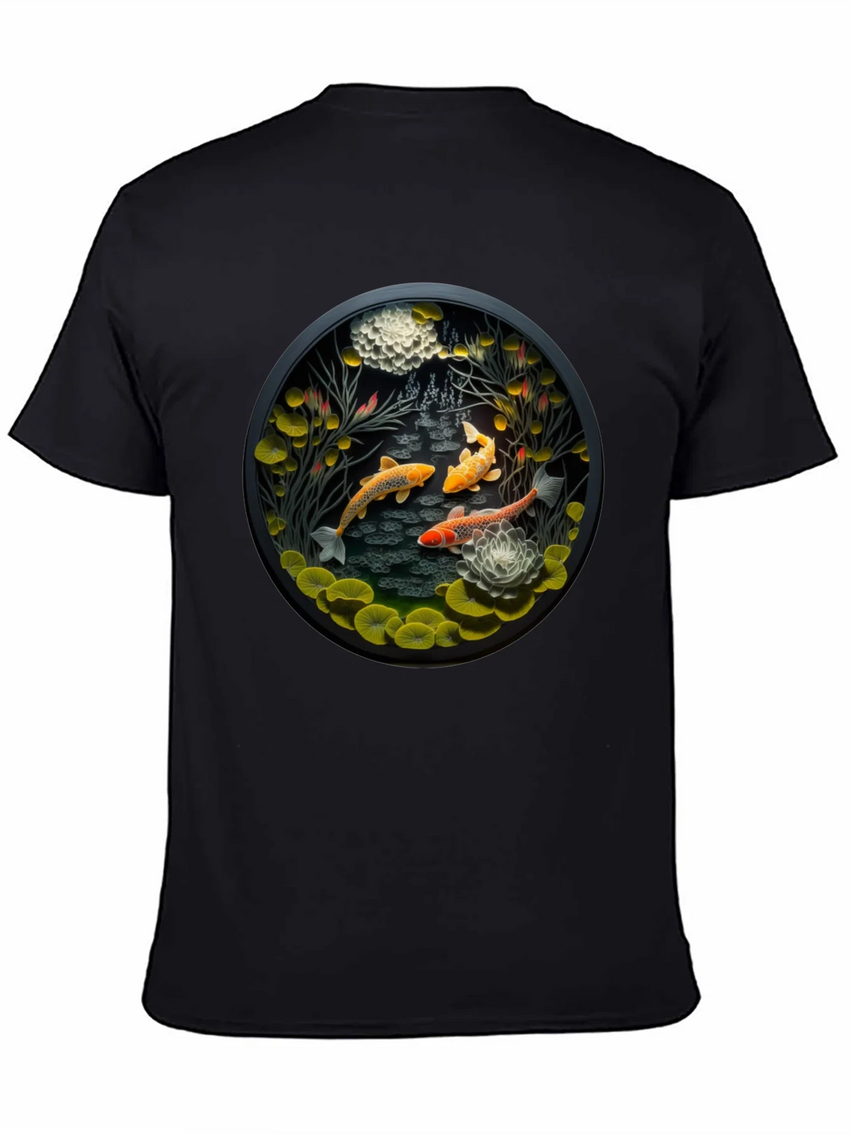 Koi Pond Graphic Tee - Stylish Black T-Shirt product image 7