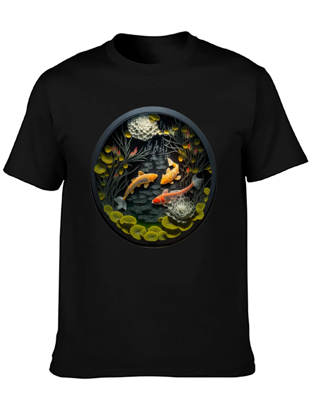 Koi Pond Graphic Tee - Stylish Black T-Shirt product image 6