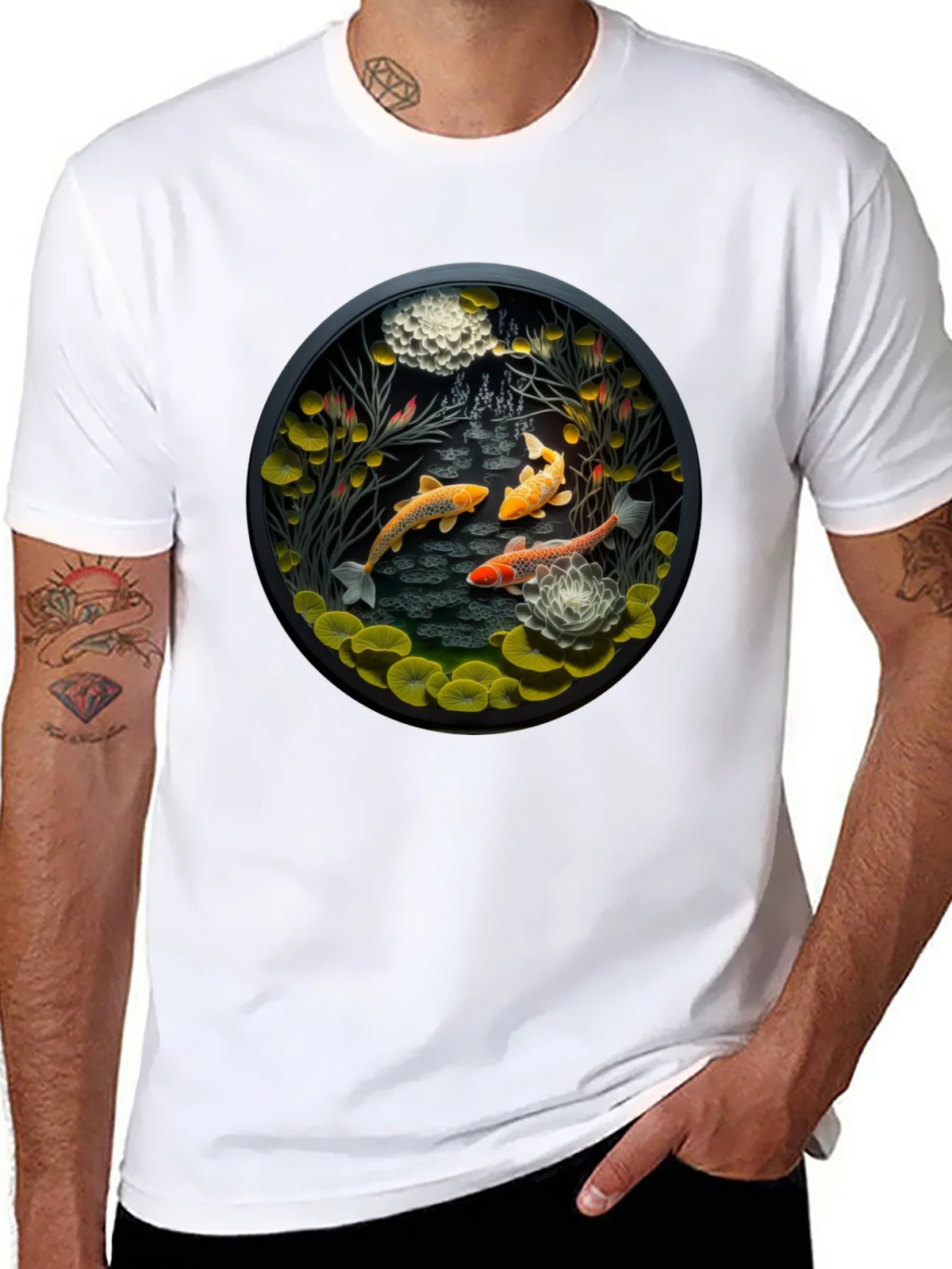 Koi Pond Graphic Tee - Stylish Black T-Shirt product image 10