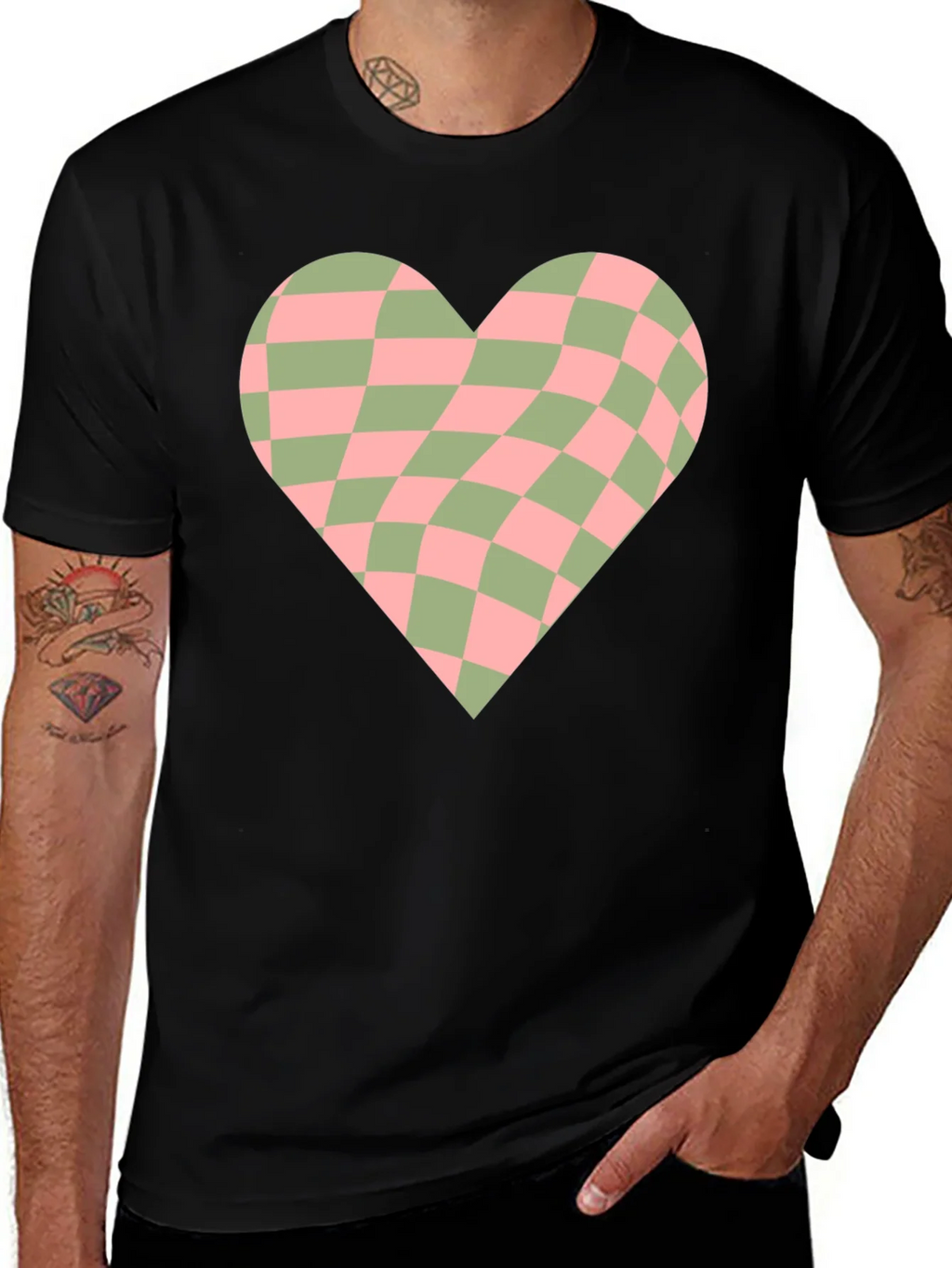 Retro Checkerboard Heart Graphic Tee product image 1