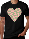 Retro Checkerboard Heart Graphic Tee product image 1