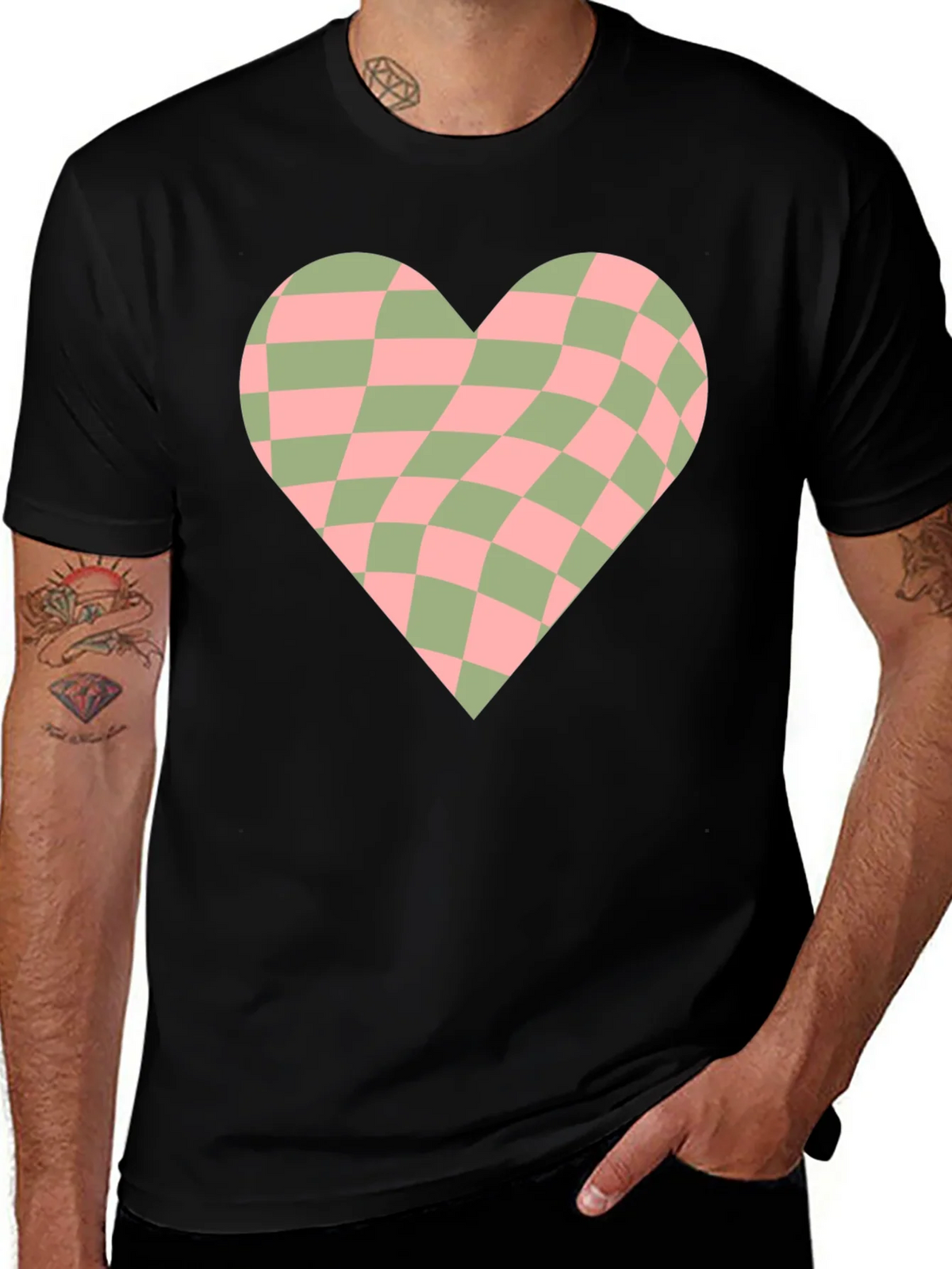 Retro Checkerboard Heart Graphic Tee product image 1